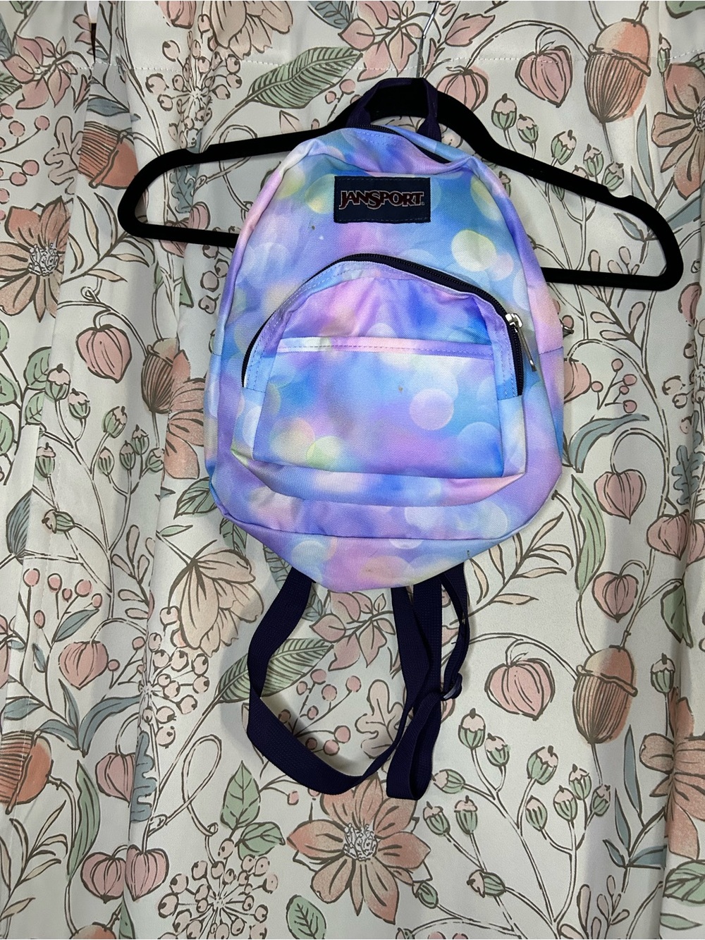 Jansport Kids Pastel Bubble Print Mini Backpack in Lavender and Light Blue